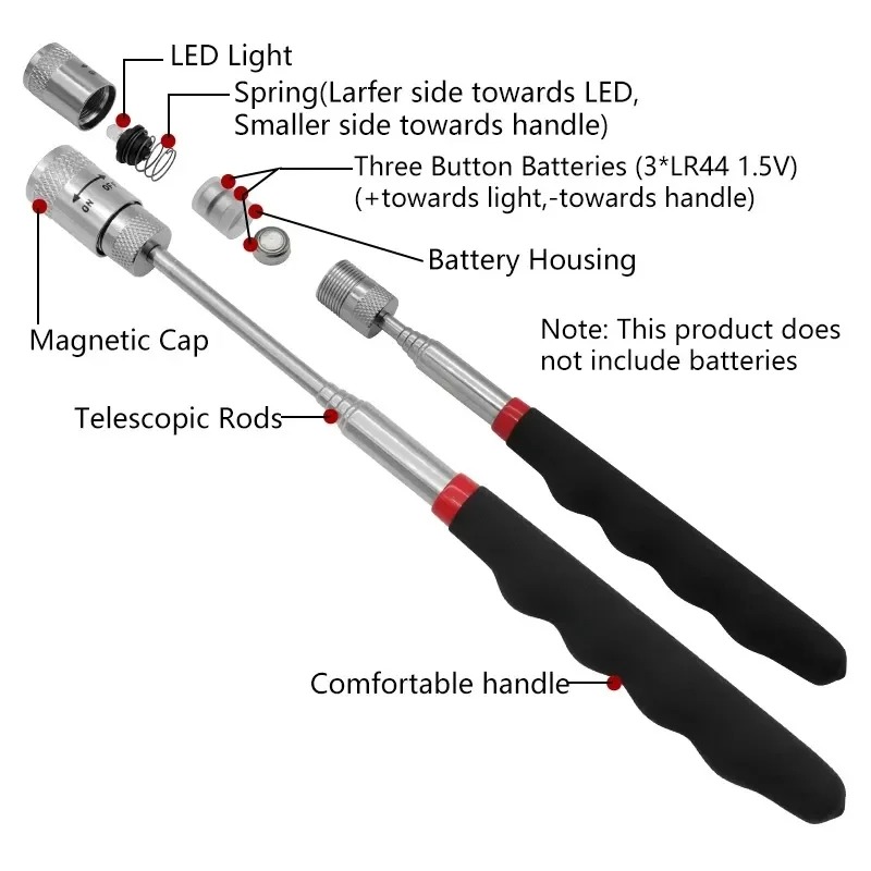 Fishing Rod Travel - Pena Magnetik Teleskopik dengan Lampu LED,